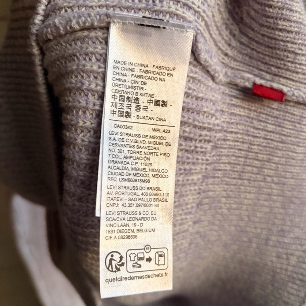 🆕 Levi’s Lavender Waffle Knit Sweater Soft Cotton Blend Cozy Ribbed Knit Size M - Picture 15 of 16